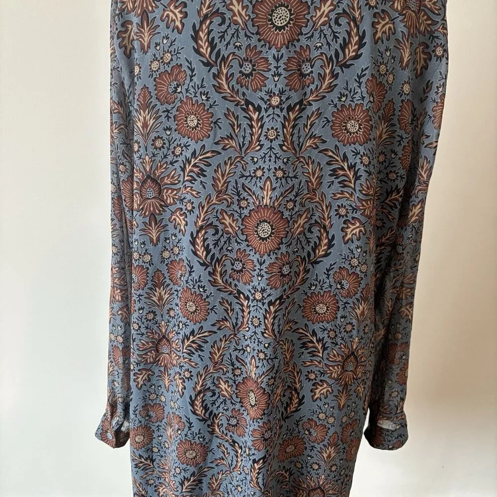 CABi Floral‎ Provincal Tunic Dress V-neck Long Sleeve Size Large Autumn Floral